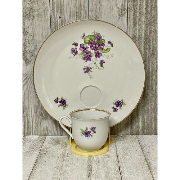 Vintage Schumann Arzberg Violette Luncheon Plate and Teacup 3 Sets - Picture 5 of 7